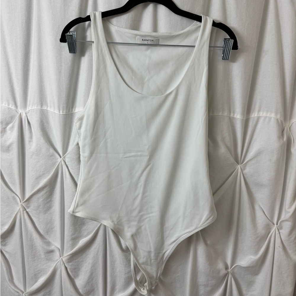 Babaton White V-Neck Women's Bodysuit